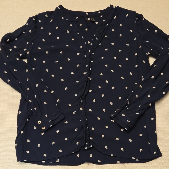 Mng Collection Tops - Navy Polka Dot Women's Blouse